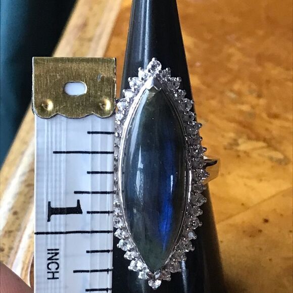 Natural Labradorite Sterling Silver Ring Size 7 - Picture 6 of 8